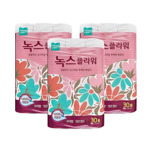 모나리자 녹스플라워 화장지 2겹 40m, 30개입, 3개