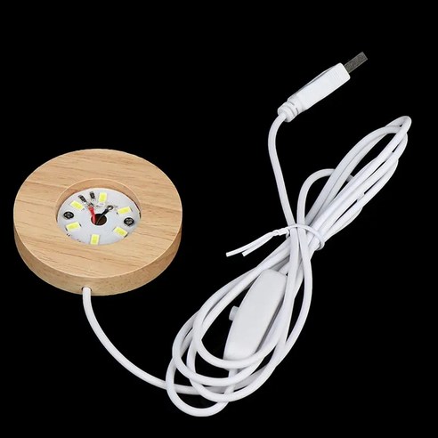 클로이영 LED 원목받침 무드등 만들기 아크릴 스탠드 USB 조명 DIY 원형, 원형 10cm