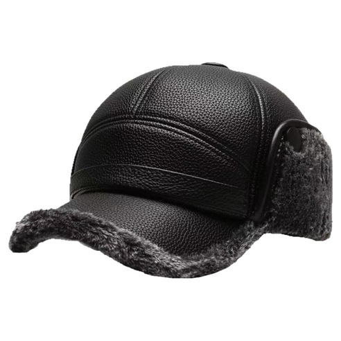 Tiger Pavilion 남성 레트로 플리스 안감 레더 귀달이 모자