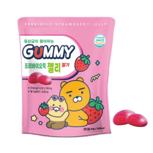 어린이 유산균젤리 / 프락토 올리고당 유산균 먹이가 되는 프리바이오틱스 어린이 키즈 영양구미 / 프리바이오틱젤리 국산딸기 농축액, 64g, 1개