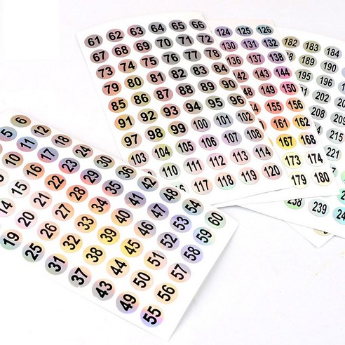 숫자스티커 5개 (골고루) 1~300 홀로그램 원형 스티커 jkh6+2vhu - 견출지 | 쿠팡