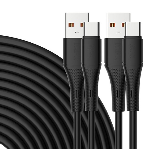 와피크 A타입-C타입 PD 60W 고속충전 케이블 YT01, 2개, 블랙, 1.2m