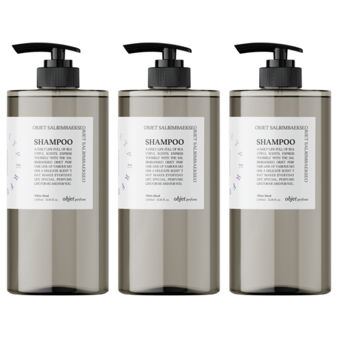 1+1 살림백서 오브제 퍼퓸 샴푸 1L 화이트머스크 약산성 향기좋은 정수리냄새 청소년 사춘기, 1L, 3개