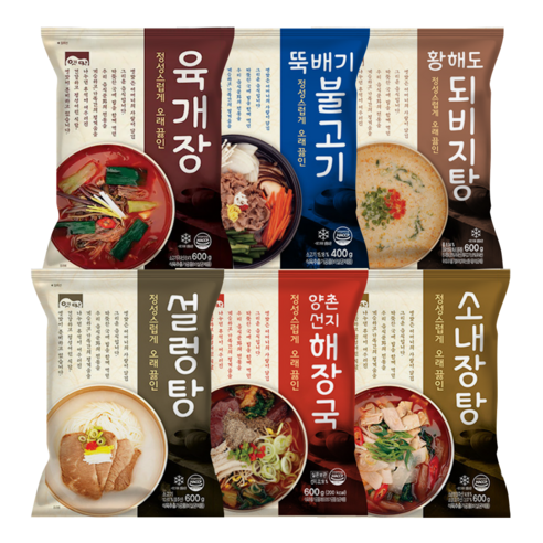 고향식품 옛맛 6종 세트 (육개장 600g+되비지탕 600g+설렁탕 600g+선지해장국 600g+소내장탕 600g+뚝배기불고기 400g)