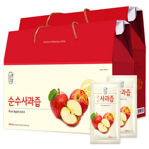 사과100% NFC 착즙 물한방울 안들어간 진짜 사과즙 사과주스 선물세트 60팩 30개2박스, 100ml, 60개