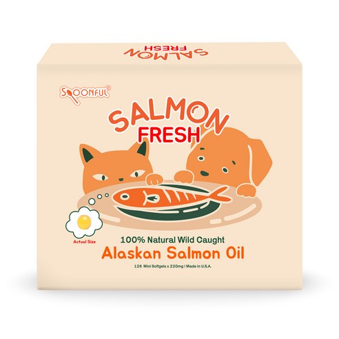 스푼풀 강아지 고양이 오메가-3 영양제 FRESH 미국 직수입 천연 연어 오일 220mg, 3박스, 오메가3, 42정