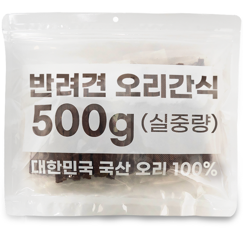 멍냥보감 국산강아지간식 대용량 국산HACCP오리100% 수제간식, 500g, 3개, 육포