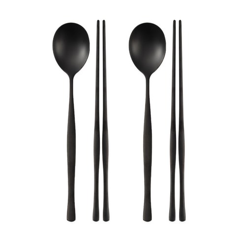 식세기 가능한 벨루에 티타늄 수저세트, 2세트, 숟가락+젓가락, 블랙