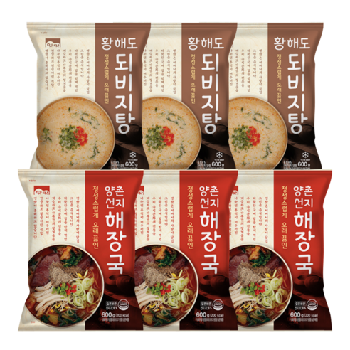 고향식품 옛맛 되비지탕 600g&선지해장국 600g 반반 세트 여섯팩 (각3)