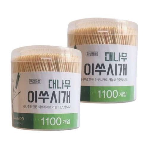 더하리 대용량 얇은 대나무 이쑤시개 원통, 1세트, 2200개입