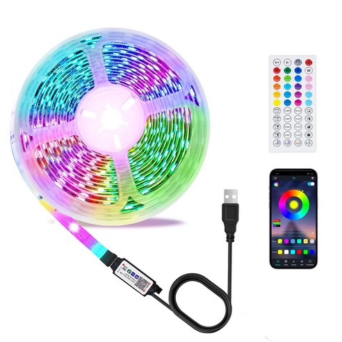 루카스 RGB 간접 줄조명 뮤직 라이트바, 5m, 혼합색상