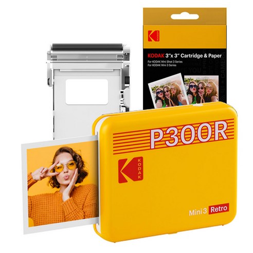 코닥 미니 3 레트로 P300R+카트리지 38매 번들 휴대용 포토프린터, P300R(옐로우)+38매
