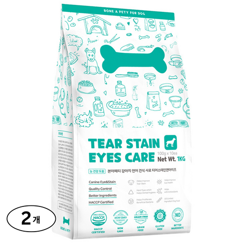 본아페티 강아지 기능성 사료, 눈물개선/눈건강, 1kg, 2개
