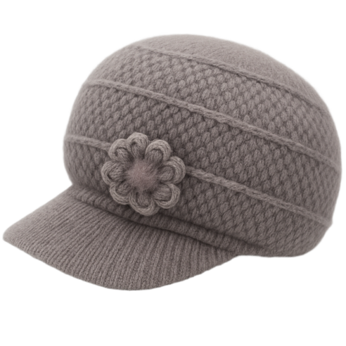 미라클다인 밍크 앙고라챙 니트캡 꽃중년 이쁜이 여성 겨울털 방한모자 색상, 다크그레이(beige) 섬네일