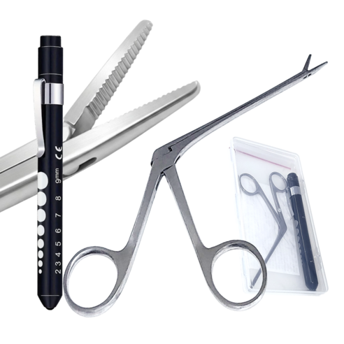 의료용 마이크로 이어포셉 + 펜라이트 forcep 포셉 귀지 핀셋, 1개, CFEF001+PENLIGHT