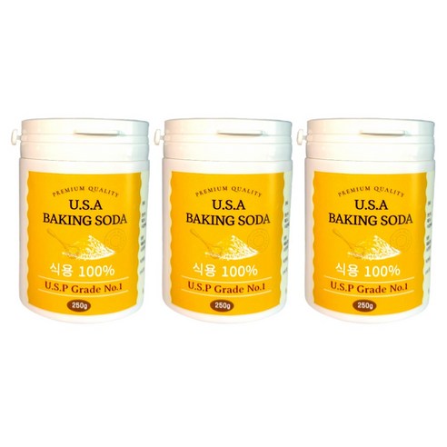 식용 베이킹소다 USP. NO.1 미국약전원료, 250g, 3개