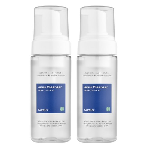 큐어알엑스 아누스 클렌저 항문 전용 워셔 청결제 세정제 남성 여성 가려움 150ml, 2개