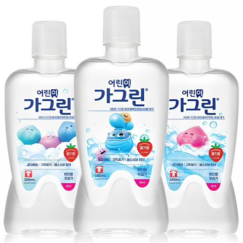 가그린 어린이용 구강세정제 딸기향 랜덤발송, 380ml, 3개