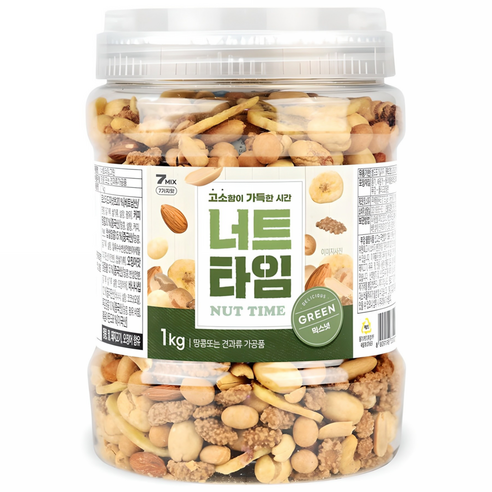 Haemalkeumpudeu Neoteutaim Green Mikseuneot , 1 kg, 1 Pack (해맑음푸드 너트타임 그린 믹스넛, 1kg, 1개)