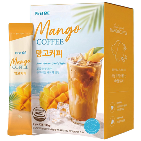 퍼스트미 망고커피 망고라떼 mango coffee 아이스커피 커피믹스 커피스틱 스틱커피, 1박스, 10개입, 180g