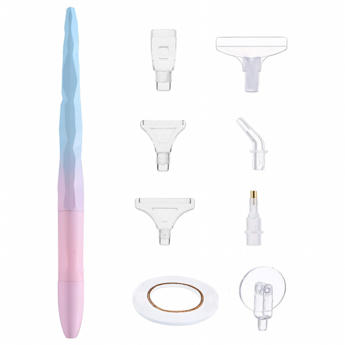 뉴타임즈 DIY 다기능 다이아몬드 드로잉 포인트 드릴 펜 큐빅 십자수 펜 주얼리 다이아 자수 보조 도구, 1개, 핑크 블루 서리로 덥은 펜 WCDZ-00128J