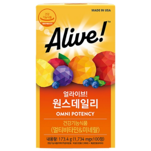 얼라이브 원스 데일리 멀티비타민, 100정, 1개