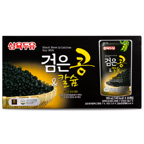 삼육두유 검은콩&칼슘 검은콩두유 파우치, 190ml, 60개