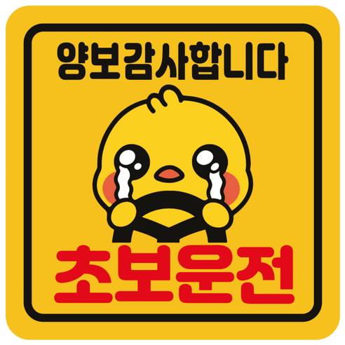 초보운전스티커 초보운전 자석스티커 아이 임산부 배려 양보 감사 자동차스티커 정사각중 동생병아리, 1개, 노랑반사