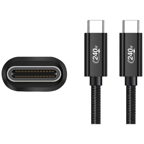 C to C타입 초 고속 충전케이블 240W, 2개, 블랙, 50cm
