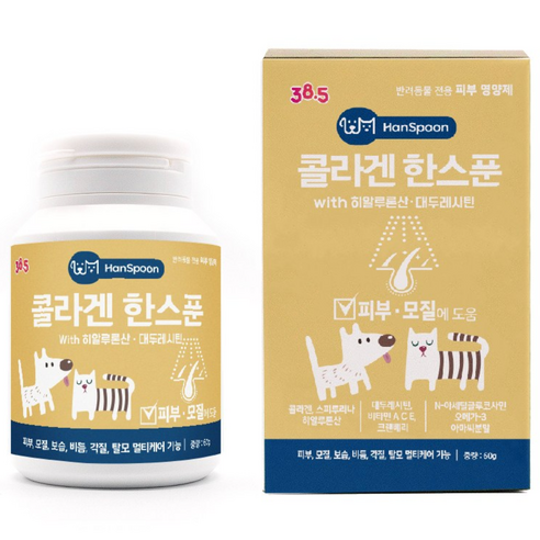 385도씨 반려동물 히알루론산 콜라겐 한스푼 영양제, 피부/피모, 60g, 1개