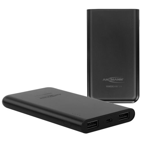 독일 안스만 슬림 보조배터리 5000mAh (USB 2포트 / 스마트폰 핸드폰 충전 등), 블랙, 1700-0066-2