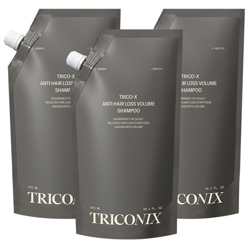 트리코닉스 트리코엑스 탈모완화 볼륨 샴푸 파우치 리필팩, 3개, 475ml