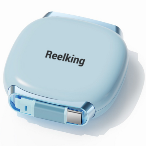 Reelking C타입-C타입 자석타입 휴대용 릴케이블 초고속 PD PPS 240W, 1개, 파스텔블루, 1m