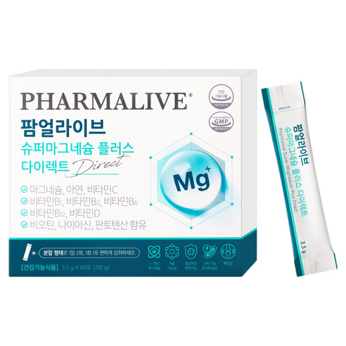 [레몬맛] 하루 2포로 챙기는 11중 기능성 젖산 슈퍼마그네슘 플러스 다이렉트, 210g, 1박스