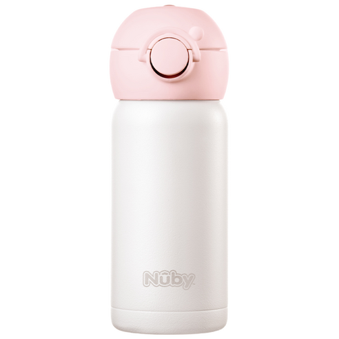 누비 스텐 원터치 물병 어린이 보온보냉 텀블러, 1개, 300ml, 딸기라떼