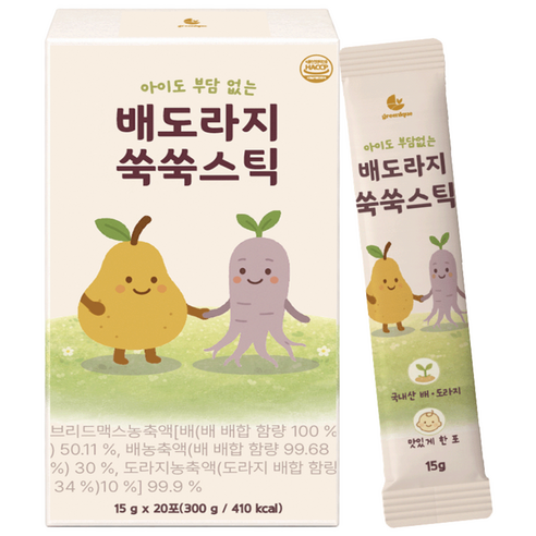 그리닉 배도라지 쑥쑥스틱 물타지않는 원액 스틱, 60개, 15g