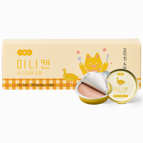 수플담 미니캔 센서티브 고양이 습식 캔 사료 장건강, 12개, 30g, 오리&닭