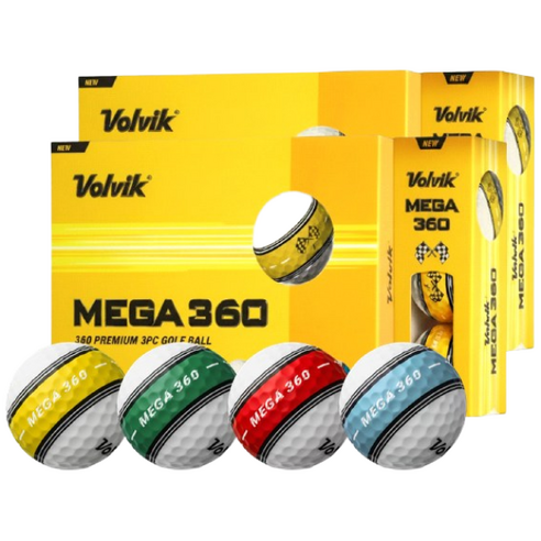 볼빅 MEGA 360 3피스 골프공 플래그라인 고반발 퍼팅라인, 2개, 12개입, 메가 혼합4색