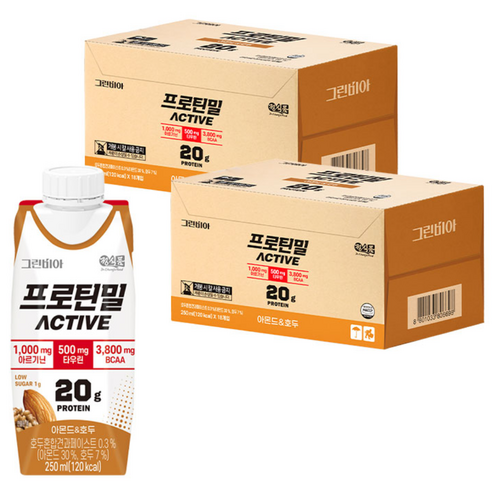 정식품 그린비아 프로틴밀 액티브 아몬드와호두맛 프로틴음료 고단백질영양설계... 솔직 후기 | 실사용자 리뷰 분석 썸네일