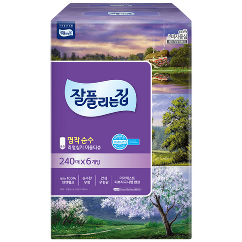 잘풀리는집 명작순수 미용티슈 240매 6입 1개 240매, 6개 솔직 후기 | 실사용자 리뷰 분석 썸네일