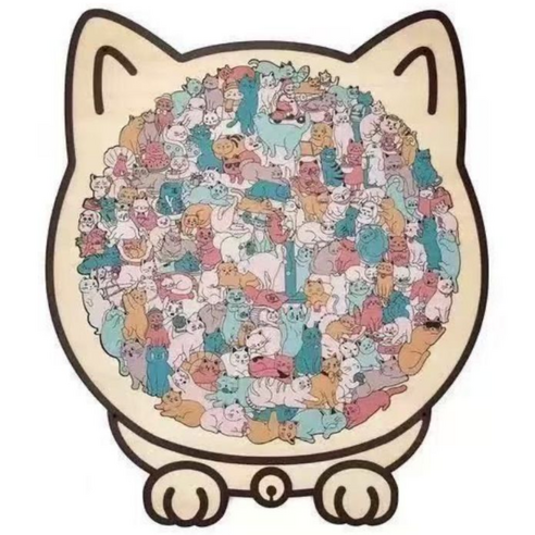 빌리네집 고양이 직소퍼즐 힐링 성인용 퍼즐 인테리어 소품 고양이굿즈 135피스, 마카롱컬러, 1개