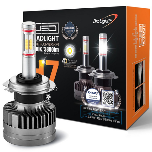 튜닝인증부품 바이오라이트 4면 합법 LED 전조등 헤드라이트 (1 Set), H7, 2개, A-Type