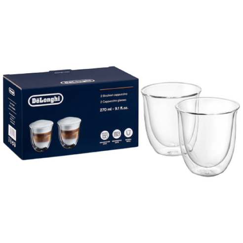 드롱기 카푸치노잔 이중 내열 유리 컵 270ml x2개, CAPPUCCINO, 1개