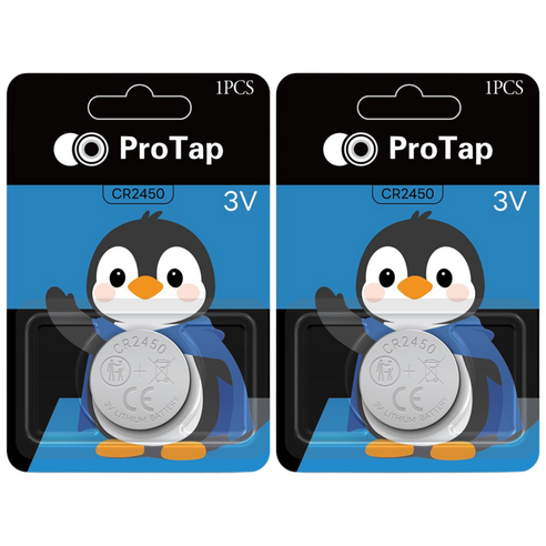 ProTap 대용량 리튬 코인건전지 CR2450, 1개입, 2개