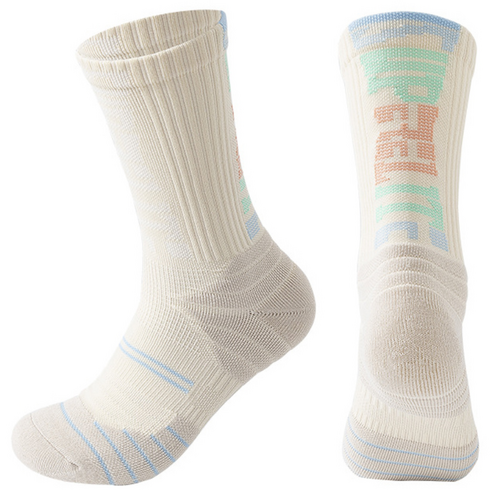 킴스브로 스포츠 압박 쿠션 마라톤 러닝양말, 베이지, 3개입