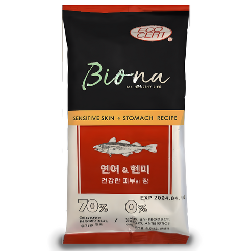 바이오나 유기농 가수분해 저알러지 사료 샘플 연어 & 현미, 35g, 1개