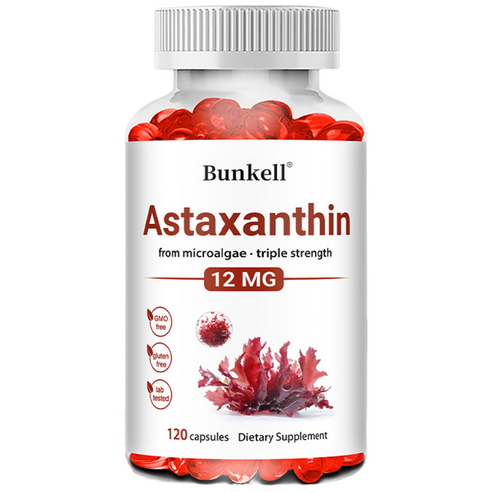 아스타잔틴 12mg – 천연 미세조류 유래 고함량 3배 강도 비건 캡슐 글루텐 프리, 120회분, 1개