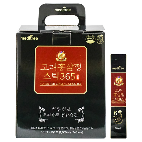메디트리 고려 홍삼정 365 스틱 1박스 100포 대용량 원액 진액 액기스 농축액 추출액, 1L, 1박스