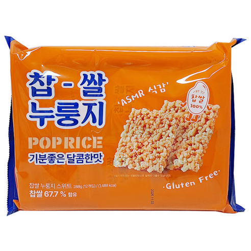 추억의 찹쌀 누룽지 팝 달콤한맛 12p, 1개, 288g