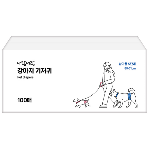 나랑너랑 남아용 강아지 기저귀, 특대형, 1개, 100개입